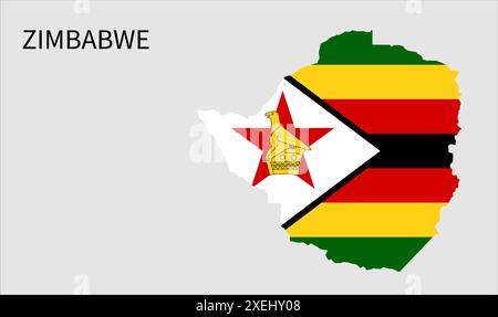 Mappa delle bandiere dello Zimbabwe, colore ufficiale con proporzioni, illustrazione completamente modificabile, vettore, bandiera, governo, bandiera nazionale, patriottismo Illustrazione Vettoriale