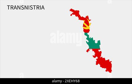 Mappa delle bandiere della Transnistria, colore ufficiale con proporzioni, illustrazione completamente modificabile, vettore, bandiera, governo, bandiera nazionale, patriottismo Illustrazione Vettoriale