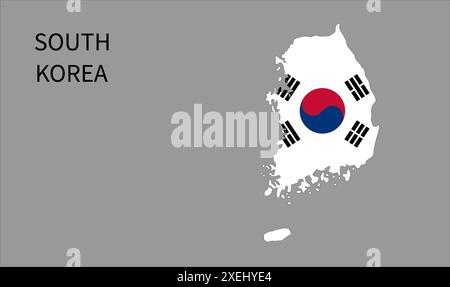 Mappa delle bandiere della Corea del Sud, colore ufficiale con proporzioni, illustrazione completamente modificabile, vettore, bandiera, governo, bandiera nazionale, patriottismo Illustrazione Vettoriale