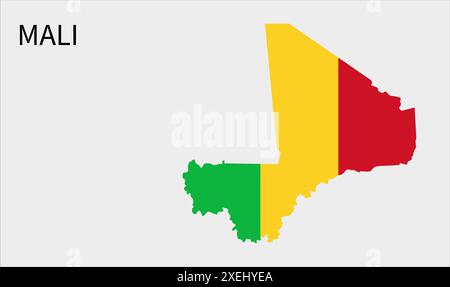 Mappa delle bandiere del Mali, colore ufficiale con proporzioni, illustrazione completamente modificabile, vettore, bandiera, governo, bandiera nazionale, patriottismo Illustrazione Vettoriale