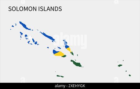 Mappa delle bandiere delle Isole Salomone, colore ufficiale con proporzioni, illustrazione completamente modificabile, vettore, bandiera, governo, bandiera nazionale, patriottismo Illustrazione Vettoriale
