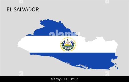 Mappa delle bandiere di El Salvador, colore ufficiale con proporzioni, illustrazione completamente modificabile, vettore, bandiera, governo, bandiera nazionale, patriottismo Illustrazione Vettoriale