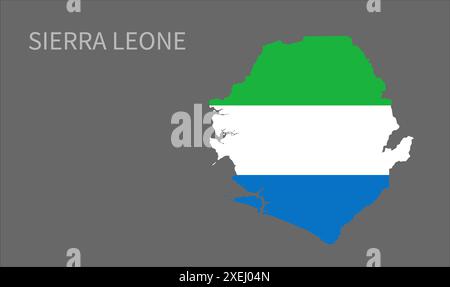 Mappa delle bandiere della Sierra Leone, colore ufficiale con proporzioni, illustrazione completamente modificabile, vettore, bandiera, governo, bandiera nazionale, patriottismo Illustrazione Vettoriale