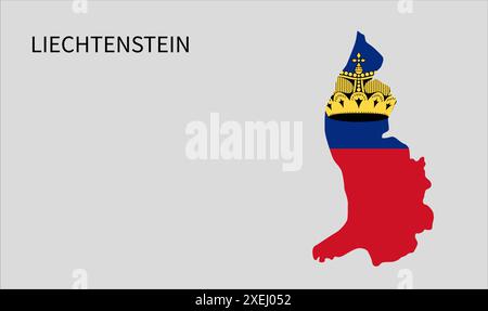 Mappa delle bandiere del Liechtenstein, colore ufficiale con proporzioni, illustrazione completamente modificabile, vettore, bandiera, governo, bandiera nazionale, patriottismo Illustrazione Vettoriale