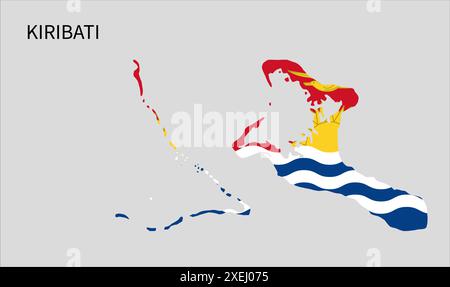 Mappa delle bandiere Kiribati, colore ufficiale con proporzioni, illustrazione completamente modificabile, vettore, bandiera, governo, bandiera nazionale, patriottismo Illustrazione Vettoriale