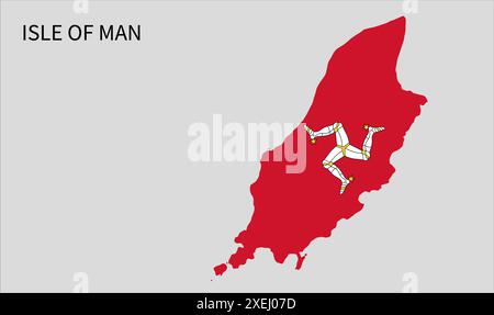 Mappa delle bandiere dell'Isola di Man, colore ufficiale con proporzioni, illustrazione completamente modificabile, vettore, bandiera, governo, bandiera nazionale, patriottismo Illustrazione Vettoriale