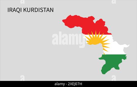 Mappa delle bandiere del Kurdistan iracheno, colore ufficiale con proporzioni, illustrazione completamente modificabile, vettore, bandiera, governo, bandiera nazionale, patriottismo Illustrazione Vettoriale