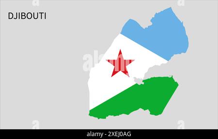 Mappa di bandiera Gibuti, colore ufficiale con proporzioni, illustrazione completamente modificabile, vettore, bandiera, governo, bandiera nazionale, patriottismo Illustrazione Vettoriale