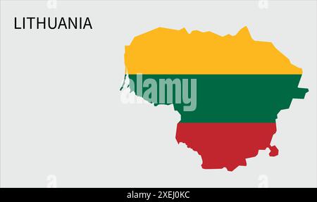 Mappa di bandiera della Lituania, colore ufficiale con proporzioni, illustrazione completamente modificabile, vettore, bandiera, governo, bandiera nazionale, patriottismo Illustrazione Vettoriale