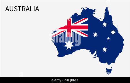 Mappa bandiera Australia, colore ufficiale con proporzioni, illustrazione completamente modificabile, vettore, bandiera, governo, bandiera nazionale, patriottismo Illustrazione Vettoriale