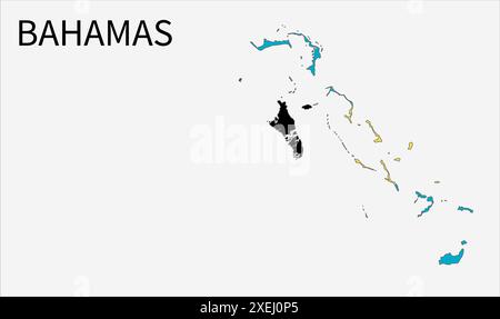 Mappa delle bandiere delle Bahamas, colore ufficiale con proporzioni, illustrazione completamente modificabile, vettore, bandiera, governo, bandiera nazionale, patriottismo Illustrazione Vettoriale
