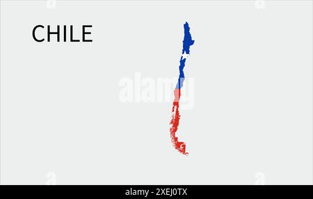 Mappa delle bandiere del Cile, colore ufficiale con proporzioni, illustrazione completamente modificabile, vettore, bandiera, governo, bandiera nazionale, patriottismo Illustrazione Vettoriale