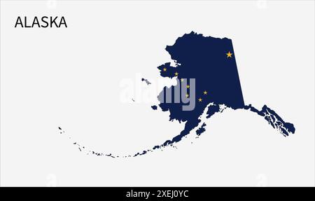 Mappa delle bandiere dell'Alaska, colore ufficiale con proporzioni, illustrazione completamente modificabile, vettore, bandiera, governo, bandiera nazionale, patriottismo Illustrazione Vettoriale