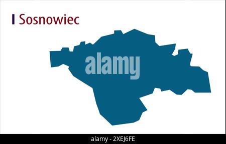 Sosnowiec MAP, regione della Polonia, distretto, stati, Polonia mappa, politica, governo, persone, giornata nazionale, mappa completa, area, Illustrazione Vettoriale