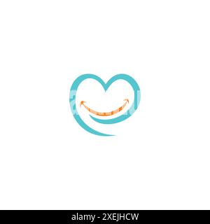 Love Dental Logo Design. Icona sorriso dentale Illustrazione Vettoriale
