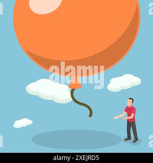 Illustrazione concettuale piatta isometrica 3D di mercato delle bollature, rischi economici o bolle di investimento 3D concettuale piatta isometrica Foto Stock