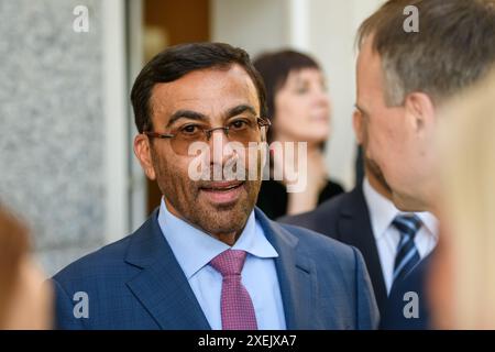 RIGA, LETTONIA. 22 maggio 2024. Ahmed Ali al Sayeagh , ministro di Stato degli Emirati Arabi Uniti, partecipa alla cerimonia di apertura dell'ambasciata degli Emirati Arabi Uniti in Lettonia. Foto Stock