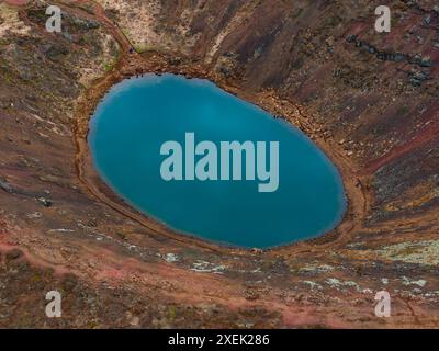 Vista aerea del Keria, un lago vulcanico in Islanda. Foto Stock