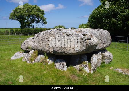 Lligwy, Burial Chamber, Moelfre, Anglesey, Galles del Nord, Regno Unito. Foto Stock