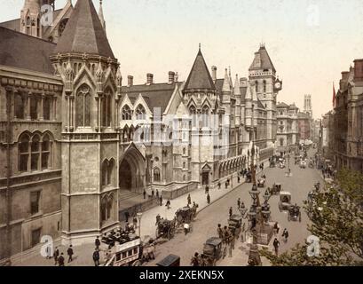 Royal Courts of Justice, Königliche Gerichtshöfe, Law Courts, Rechtshöfe, Londra, England, um 1890, Historisch, digital restaurierte Reproduktion von einer Vorlage aus dem 19. Jahrhundert Foto Stock