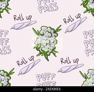 Schema senza cuciture di marijuana. Legalizzare la cannabis. fumare erba. Illustrazione vettoriale dell'erba Illustrazione Vettoriale