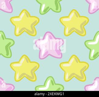 Motivo senza cuciture Bubble Stars. colorato arcobaleno ama il cuore. Vettore di Valentine Illustrazione Vettoriale