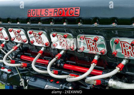 Un motore Rolls-Royce Merlin Spitfire in mostra ad una fiera nello Yorkshire nel Regno Unito Foto Stock