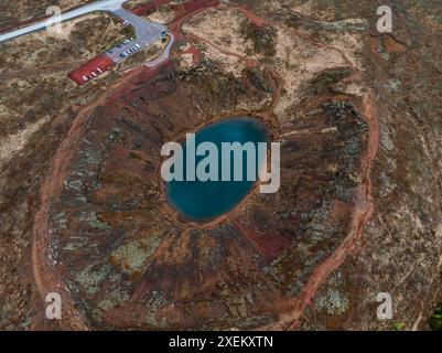 Vista aerea del Keria, un lago vulcanico in Islanda. Foto Stock