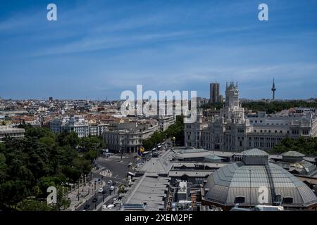 Vista dalla terrazza sul tetto del Circulo de Bellas Artes a Madrid; Madrid, Spagna Foto Stock