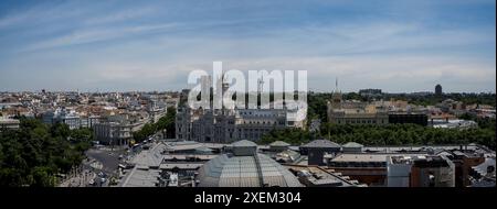 Vista dalla terrazza sul tetto del Circulo de Bellas Artes a Madrid; Madrid, Spagna Foto Stock