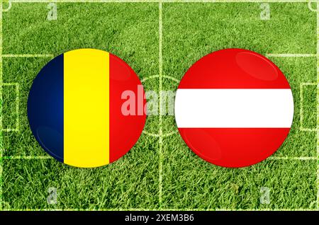 Illustrazione della partita di calcio Romania vs Austria Foto Stock