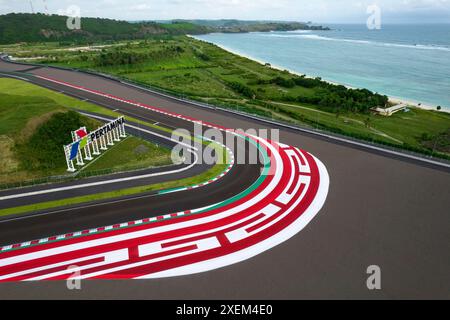 Mandalika International Street Circuit, un circuito motociclistico lungo l'Oceano Indiano a Kuta, Indonesia Foto Stock