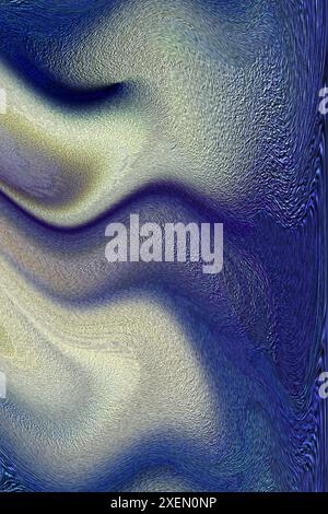 immagine astratta con texture blu e gialle ondulate. Perfetto per sfondi artistici, design creativi e progetti di arte digitale moderna. Foto Stock