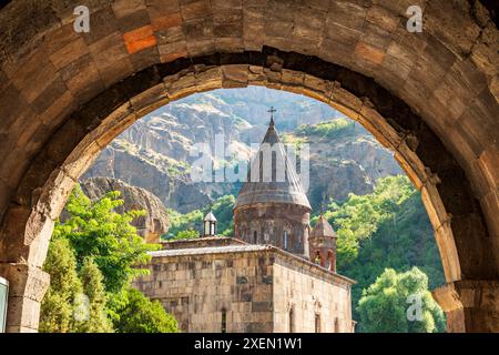 Armenia, provincia di Ararat. Monastero di Geghard. Arch. Foto Stock