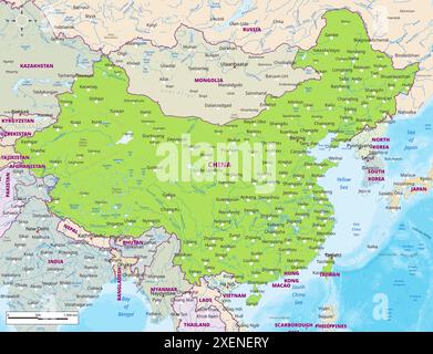 Mappa politica della Cina Illustrazione Vettoriale