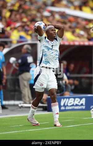 Glendale, Stati Uniti. 28 giugno 2024. GLENDALE, ARIZONA - GIUGNO 28: Jeyland Mitchell della Costa Rica durante una partita tra Colombia e Costa Rica come parte del gruppo D della CONMEBOL Copa America 2024 allo State Farm Stadium il 28 giugno 2024 a Glendale, USA. (Foto di Alejandro Salazar/PxImages) credito: PX Images/Alamy Live News Foto Stock