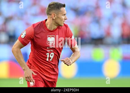 Dortmund, Germania. 25 giugno 2024. Przemyslaw Frankowski (19) della Polonia nella foto di una partita di calcio tra le squadre nazionali di Francia e Polonia nella terza partita del gruppo D nella fase a gironi del torneo UEFA Euro 2024, mercoledì 25 giugno 2024 a Dortmund, Germania . Crediti: Sportpix/Alamy Live News Foto Stock