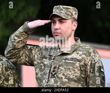 Leopoli, Ucraina - 8 luglio 2023: Capo dell'intelligence militare Ucraina Kyrylo Budanov a Leopoli. Foto Stock