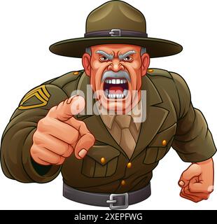Istruttore di esercitazione sergente Bootcamp soldato dell'esercito Illustrazione Vettoriale