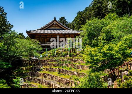 Un edificio chiamato Kodo Hall nel complesso del tempio di Ishiyamadera, a Otsu, prefettura di Shiga, regione del Kansai, Giappone. Foto Stock