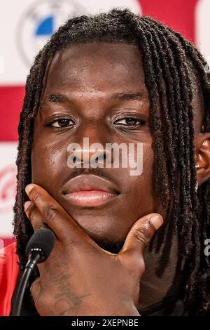 Freiberg, Germania. 29 giugno 2024. Johan Bakayoko del Belgio, nella foto durante una conferenza stampa della nazionale belga di calcio Red Devils, sabato 29 giugno 2024 nel campo base di Freiberg am Neckar, in Germania, durante i Campionati europei di calcio UEFA Euro 2024. Lunedì i Red Devils incontreranno la Francia nel Round of 16. BELGA PHOTO BRUNO FAHY credito: Belga News Agency/Alamy Live News Foto Stock