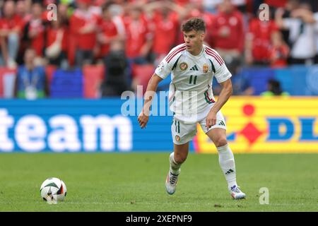 Colonia, Germania. 15 giugno 2024. Milos Kerkez dell'Ungheria durante la partita dei Campionati europei UEFA allo Stadio di Colonia. Il credito per immagini dovrebbe essere: Jonathan Moscrop/Sportimage Credit: Sportimage Ltd/Alamy Live News Foto Stock