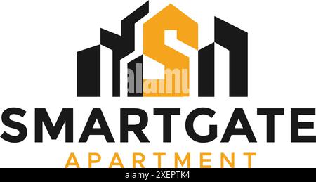 Design con logo SMART GATE Town iniziale a lettera piatta Illustrazione Vettoriale