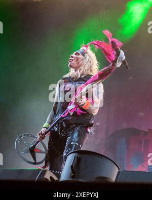 L'american Band Steel Panther si è esibita al Danish Copenhell Festival 2024. Credito: Andrea Pinna Foto Stock