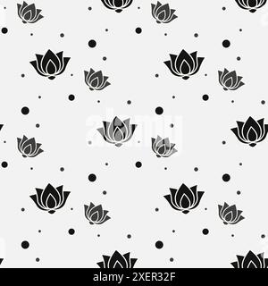 Motivo vettoriale senza cuciture astratto con fiori di loto. Sfondo vettoriale astratto con fiori. Mandala di loto. Loto disegnato a mano dall'India vettoriale. Illustrazione Vettoriale