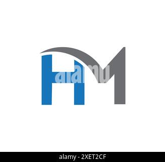 Design del modello del modello del logo HM per il marchio, logo hm, icona hm, lettera hm, iniziale hm, logo mh, icona mh, lettera mh, iniziale mh, simbolo mh, hm vecto Illustrazione Vettoriale
