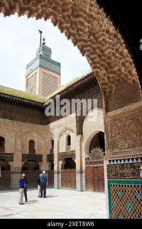 Medersa Bou Inania, Fez El-Bali, Fes, Marocco. Foto Stock