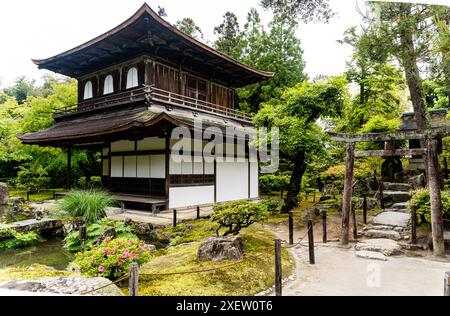 Ginkaku-ji o Jissho-ji, un tempio buddista zen costruito da Ashikaga Yoshimasa nel XV secolo, quartiere Sakyo, Kyoto, Giappone Foto Stock