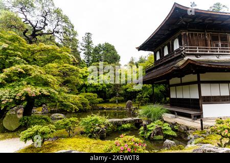 Ginkaku-ji o Jissho-ji, un tempio buddista zen costruito da Ashikaga Yoshimasa nel XV secolo, quartiere Sakyo, Kyoto, Giappone Foto Stock