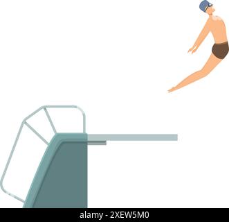 Un nuotatore professionista sta saltando da un trampolino in una piscina Illustrazione Vettoriale